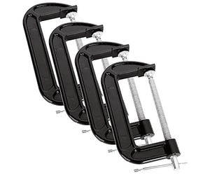 ASelected Lot de 4 colliers de serrage en G de 150 mm robustes pour le travail du bois, le soudage, la réparation automobile, l'ouverture de la mâchoire de 15,2 cm