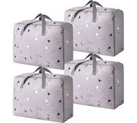 ASelected Lot de 4 grandes boîtes de rangement robustes avec fermetures éclair 105 L en tissu Oxford imperméable pour vêtements, couvertures, oreillers, literie (70 x 30 x 50 cm)