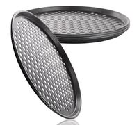 ASelected Lot de 4 plaques à pizza perforées | Plateau à pizza anti-adhésif en acier carbone de 31 cm pour four, plaque de cuisson à pizza noire, plaque de cuisson à pizza