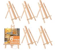 ASelected Lot de 6 Chevalet Bois 30CM, Pliable et Mini pour Exposer des Peintures à Huile, Aquarelles, Cadres et Photographies