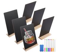 ASelected Lot de 6 mini tableaux à craie en bois - Format A5 - Support pour écrire - Petit tableau à craie - Pour mariage, anniversaire, repas - 15 x 21 cm