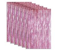 ASelected Lot de 6 Rideaux à Franges Roses de 1 x 2 m en Feuille d'aluminium pour décoration de fête, Rideaux de Fond pour Photo, Anniversaire, Mariage, chr