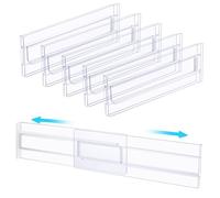 ASelected Lot de 6 séparateurs de tiroir réglables en plastique transparent pour chambre à coucher, vêtements, ustensiles de cuisine, salle de bain et bureau - 8,1 cm de haut - Extensible de 27,4 à