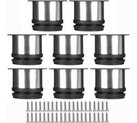 ASelected Lot de 8 Pied pour Meuble Reglable 5cm Pieds de Meubles Pied Cuisine Réglables Ø 50 mm/Hauteur 50 mm Ronds Métal Acier Inoxydable Canapé Jambe Table Pieds