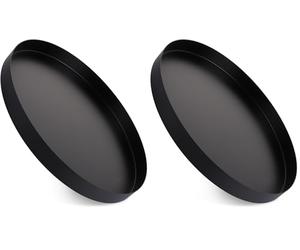 ASelected Plateau décoratif - Noir - 30 cm - Rond - en métal - pour Bijoux, Maquillage, Dessert, Bougies (Lot de 2)