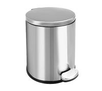 ASelected Poubelle à pédale ronde en acier inoxydable pour salle de bain, chambre à coucher, bureau 6 l