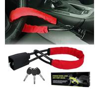 ASENDIWAY Verrou de ceinture de sécurité antivol pour volant de voiture avec 2 clés, universel, compatible avec la plupart des voitures, camions, SUV, camionnettes (rouge)