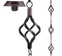 Aseneat Chaîne de Pluie pour Cage à Oiseaux, en Fer forgé antirouille pour gouttières avec Adaptateur Gotta Drain et Piquet, 13 Tasses, 1 Crochet, Longueur réglable pour décoration de Jardin (café)
