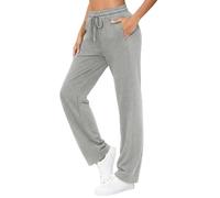 Aseniza Jogging Femme Pantalon Bas de Sport Confortable Chic Élastique Taille Haute avec Poches Droit à Coupe Large Training Yoga Décontracté Baggy Pilates Fitness et Yoga Chiné L