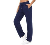 Aseniza Jogging Femme Pantalon Bas de Sport Confortable Chic Élastique Taille Haute avec Poches Droit à Coupe Large Training Yoga Décontracté Baggy Pilates Fitness et Yoga Bleu L