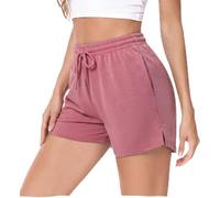 Aseniza Short De Sport À Taille Haute avec Cordon Ajustable pour Femme Design Pratique avec Poches Idéal pour Les Entraînements La Course Et Les Loisirs Pâte de Haricot XL