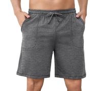 Aseniza Short Pyjama Homme Coton Bas de Pyjama Court Décontracté Pantalon de Nuit Homme pour Été Confort Gris chiné, M