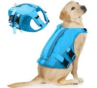 ASENKU Gilet de Sauvetage pour Chien avec Poignée de Sauvetage, Gilet de Sauvetage pour Chien à Haute Flottabilité, Gilet de Sécurité Léger Ripstop avec Bandes Réfléchissantes Bleu L
