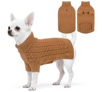 ASENKU Pull Chien S Hiver Col Roulé Tricot Chaud pour Petit Chien | Pull Chiot Chaud pour Chihuahua Westie, Col Pliable,Ouverture dos Avec Trou Harnais, Vêtement Chaud Promenade Parc Hiver