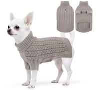 ASENKU Pull Chien S Hiver Col Roulé Tricot Chaud pour Petit Chien | Pull Chiot Chaud pour Chihuahua Westie, Col Pliable,Ouverture dos Avec Trou Harnais, Vêtement Chaud Promenade Parc Hiver