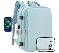 ASENTER Sac à Dos Voyage 45x36x20 pour Easyjet, Bagage à Main Avion 30L, Sac à Dos Ordinateur Portable 15,6 Pouces Imperméable avec Compartiment Humide, Sac de Cabine Antivol pour Homme Femme, Bleu