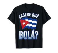 Asere Que Bola Argot cubain avec Drapeau agitant Vieilli T-Shirt
