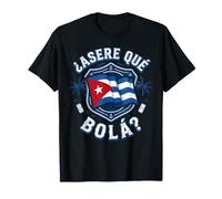Asere Que Bola Drapeau Cubain Bouclier Palmiers Dominos T-Shirt