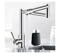 ASerZenith Aérateur Et Filtre Anti-Éclaboussures Universel en Acier Inoxydable 304, Mitigeur De Cuisine Pliable, Pivotant À 360°, Poignée Unique, Nickel, Robinets D'Évier Et De Lava