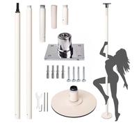 ASerZenith Barre De Pole Dance Portable Et Amovible, Barre De Danse Fixe Permanente, Barre D'Entraînement Blanche pour Strip-Teaseuse, Kit De Barre De Danse À Plaque Fixe pour La Ma,3.27m-3.78m