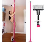 ASerZenith Barre De Pole Dance Rotative Permanente À Fixation Supérieure, 2,4 M, 2,7 M, 3 M, 3,3 M, 3,3 M, 3,4 M, 3,6 M, Rose, en Silicone, pour Studio De Danse Et Domicile, Fixatio,2.3-3.75 m