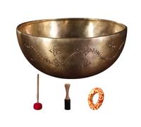 ASerZenith Bol À Découper en Racine De Linguine Épais, Tibet, Népal, Grand Diamètre, Design en Cuivre Pur, Taille 22-28 Cm, Ton en Option, Adapté Au Yoga, À La Méditation (Une Couleur - 21-22 Cm)