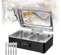 ASerZenith Chafing Dish Électrique 500 W - Chauffe-Plats À Température Réglable pour Banquets Et Réceptions, Plateau Chauffant À 2 Niveaux d'une Capacité De 13,5 L