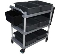 ASerZenith Chariot de Service Noir Multifonctionnel pour Restaurants et événements - Solution Polyvalente de Rangement et de Transport pour Aliments, Boissons et Accessoires - Quali,Gris