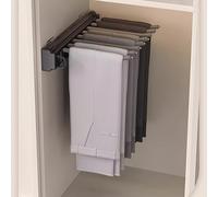 ASerZenith Cintre Extensible en Acier Inoxydable pour Pantalons - Porte-Pantalons À 6 Bras, Gain De Place, pour Tringle De Penderie, Noir, Réglable en Hauteur (36 Cm).,Grey-41cm