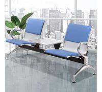 ASerZenith Ensemble De Sièges en Cuir Synthétique Ele pour Salle D'Attente : 2 Bancs avec Dossier Et Accoudoirs Et Table Centrale, Idéal pour Les Hôpitaux, Les Écoles, Les Salons Et,Blue-Talla única