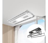 ASerZenith Étendoir à Linge trépied Portable - Support à Linge Pliable et Peu encombrant avec Design Rotatif et télécommande électrique pour Une Utilisation Ultra-Mince et Un Levage,White