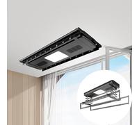 ASerZenith Étendoir à Linge trépied Portable - Support à Linge Pliable et Peu encombrant avec Design Rotatif et télécommande électrique pour Une Utilisation Ultra-Mince et Un Levage,Black