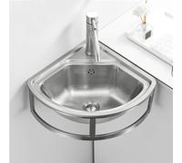 ASerZenith Évier d'angle Mural en Acier Inoxydable, Lavabo Utilitaire, Vasque À Main, Lavabo De Salle De Bain Moderne avec Robinet, Évier d'angle pour Camping-Car, Évier De Bar, ARG