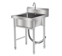 ASerZenith Évier De Cuisine, Évier Simple avec Robinet pour Salle De Bain, Restaurant, Poste De Travail De Préparation Commerciale,60Cm*60Cm*80Cm