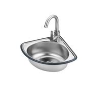 ASerZenith Évier Triangulaire Mural d'angle À Une Cuve en Acier Inoxydable, avec Robinet Et Égouttoir, pour Restaurants, Bars Et Cafés.,Cold Alone-34 * 34cm*15cm