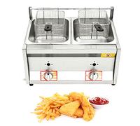 ASerZenith Friteuse À Gaz Gpl Professionnelle De Comptoir - Friteuse Au Propane en Acier Inoxydable avec Panier De 10 X 2 Pouces Et Couvercle pour Frites - Idéale pour Une Utilisati