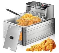 ASerZenith Friteuse Professionnelle en Acier Inoxydable avec Contrôle De Température, Panier Et Couvercle, Facile À Nettoyer, Idéale pour Les Cuisines Et Restaurants Professionnels.(5.5L and 5.5L)