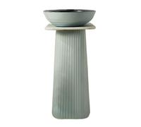 ASerZenith Lavabo colonne de salle de bain avec trou de robinet unique, évier en céramique avec bol de lavage rond, évier à poser au sol pour intérieur et extérieur (taille B-One)