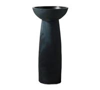 ASerZenith Lavabo de salle de bain colonne de salle de bain, lavabo de salle de bain sur pied en céramique avec bol à laver rond de 40 cm, évier à poser au sol avec robinet, miroir et kit
