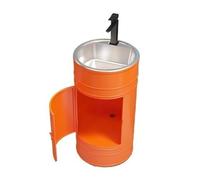 ASerZenith Lavabo sur Pied pour Salle de Bain, Vasque Ronde avec cuve en Acier Inoxydable, lavabo autoportant, Ensemble lavabo et robinetterie en métal avec système de vidange.,Orange-C