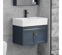 ASerZenith Lavabo Vasque Mural, Meuble-Lavabo d'angle, Évier Utilitaire, Lavabo d'angle Moderne, Lavabo en Céramique, pour Salle De Bain, Buanderie, Salon, Balcon,61x40x54cm