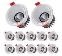 ASerZenith Lot de 12 Spots Encastrés Ronds À LED, Anti-Éblouissement, Angle D'Éclairage Réglable À 30°, Température De Couleur 3Cct (3000K/4000K/6000K) Au Choix, pour Salon, Chambre,10w-6000K