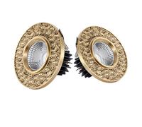 ASerZenith Lot De 2 Spots Encastrés LED 4,3 Pouces, Puissance Réglable (3 W, 5 W, 7 W, 10 W, 12 W), Panneau Lumineux À Intensité Variable, Bordure Ronde en Cuivre, Spot LED, Install,B-3W