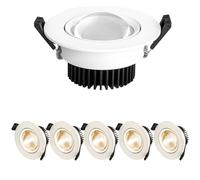 ASerZenith Lot De 6 Spots Encastrés LED 3,3 Pouces, avec Déflecteur, Intensité Variable, 12 W, 3000 K-6000 K, Projecteur Anti-Vertige COB, Lentille en Forme De Goutte d'eau, Install
