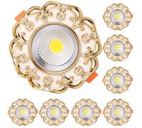 ASerZenith Lot De 8 Spots Encastrés Ronds À LED À Motif Doré, Intensité Variable 3 Couleurs, avec Déflecteur, Luminaire De Plafond Moderne, Panneau Lumineux pour La Maison, Le Burea,Size_name-3W