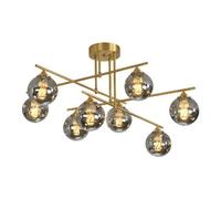 ASerZenith Lustre Classique Doré À 5, 6 Ou 8 Lumières, Style Vintage, Semi-Encastré, Idéal pour Une Salle À Manger, Une Chambre Ou Une Cuisine, avec 8 Têtes Recouvertes De Cuivre Et De Suie