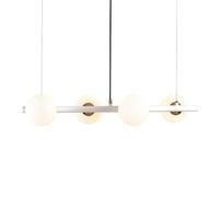 ASerZenith Lustre Suspendu À 4 Têtes, Plafonnier Semi-Encastré Linéaire en Verre Mat, Luminaires pour Cuisine, Salle À Manger, Salon, Chambre À Coucher, Couloir - Noir, 4 Têtes（White-4）
