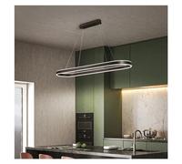 ASerZenith Lustre, Suspension LED À Anneau Long De Style Scandinave, Compatible avec Îlot De Cuisine, Salle À Manger Et Bar, Luminaires Décoratifs,Black-100cm