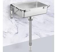 ASerZenith Petit Lavabo Mural en Acier Inoxydable, Évier De Cuisine À Une Cuve avec Kit De Vidange, Lavabo d'angle Suspendu pour Salle De Bain Ou Garage.