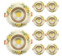 ASerZenith Plafonnier Encastré LED 4 Pouces avec Trois Températures De Couleur, Diffuseur en Jade Synthétique, IRC ≥ 80+, Installation Facile, Lot de 10,Yellow-10W
